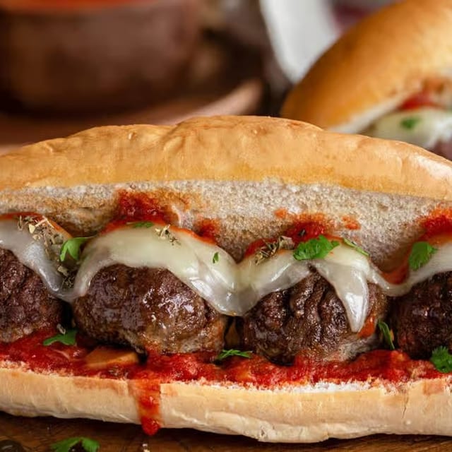 Meatball Parmigiana Sub.